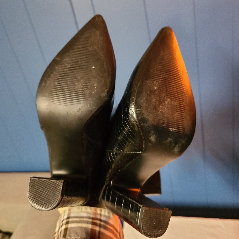 Steve Madden Nikitta Black Croc Textured Boots Size 8 - Picture 10 of 14